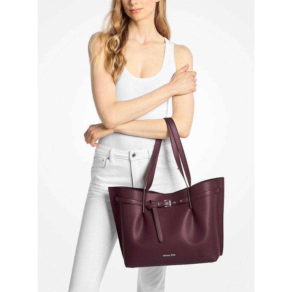 NEW Michael Kors Emilia Oxblood Pebbled Leather Laptop Work Tote Quiet Luxury - Picture 4 of 16